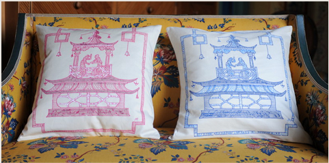 Tania Vartan hand painted silk pillows