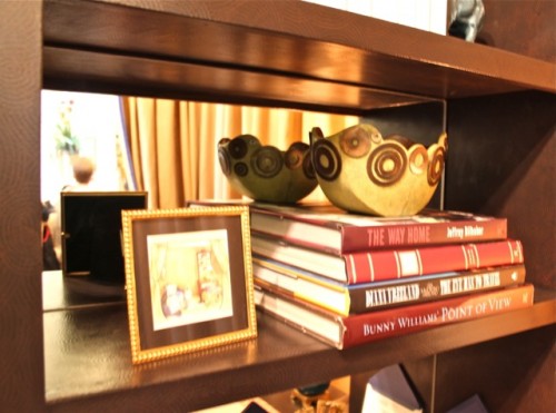 Interior designer Allison Hennessy's Albert Hadley inspired bookcase in her Rooms with a View 2011 vignette