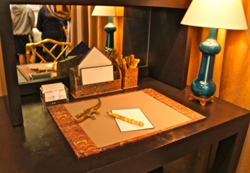 allison desk detail Desk detail of interior designer Allison Hennessy's Albert Hadley inspired vignette for Rooms with a View 2011