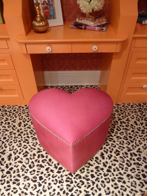 Interior designer Melissa Marcogliese's heart shaped ottoman for Rooms with a View 2011