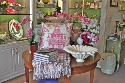 pink toile pillow