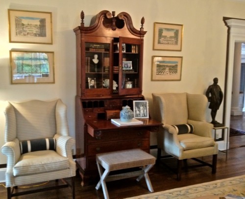 Secretary in the living room designed by Susan Bednar Long at the Connecticut Governor's Residence for The People's Project