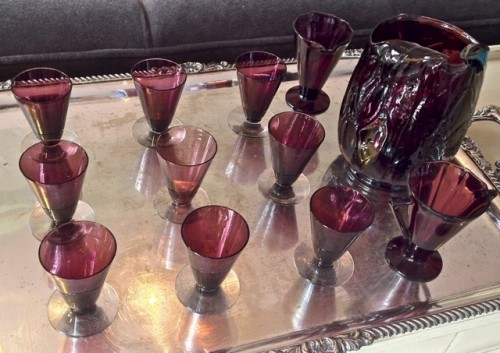 First Lady Cathy Malloy of Connecticut's collection of amethyst glass at the governor's residence