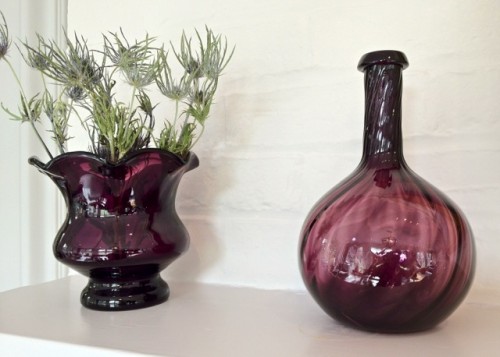 Amethyst vases in the sunroom designed by Philip Gorrivan at the Connecticut governor's residence for The People's Project