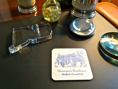 Governor Malloy's desk in the study designed by Paula Perlini at the Connecticut governor's residence for The People's Project