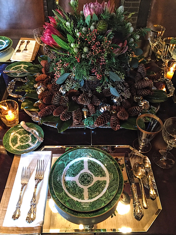Holiday table at designer Lisa Hilderbrand's antique Connecticut house