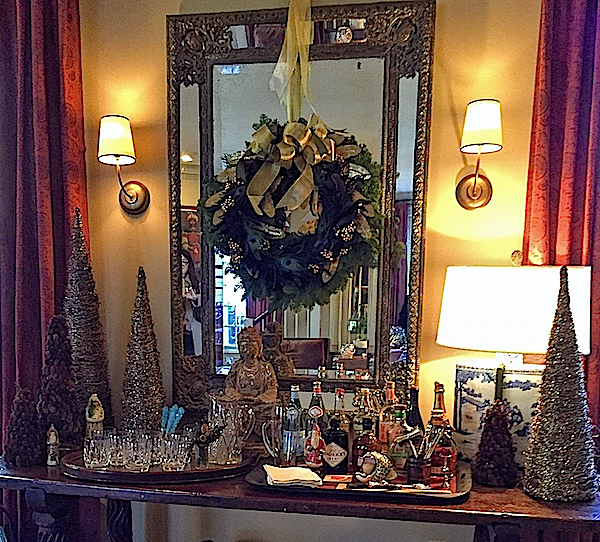 holiday bar at designer Lisa Hilderbrand's historic Connecticut home