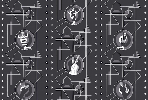 Pierre Frey black and white Fox Trot wallpaper