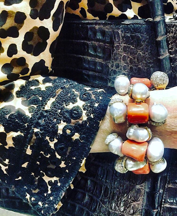 Tony Duquette coral and pearl bracelet