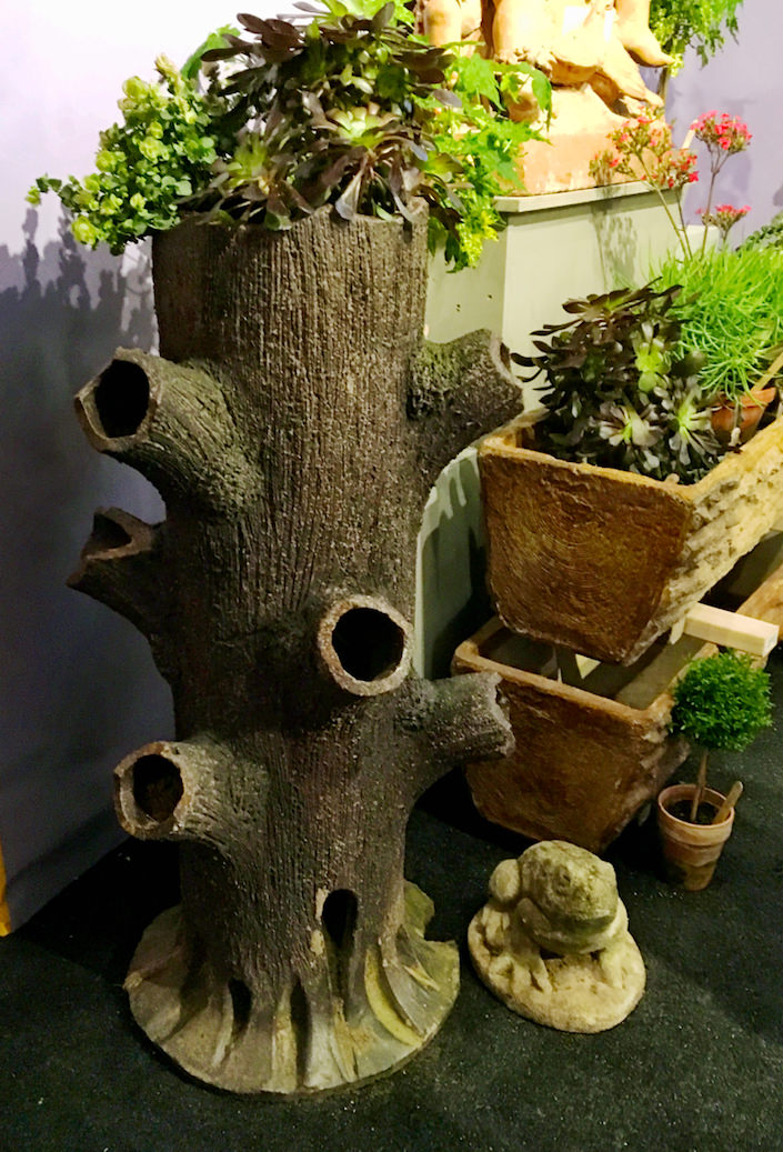 Faux bois tree trunk planter from More and More Antiques