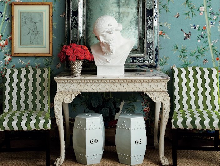 Miles Redd with Schumacher wallpaper, photo Melanie Acevedo