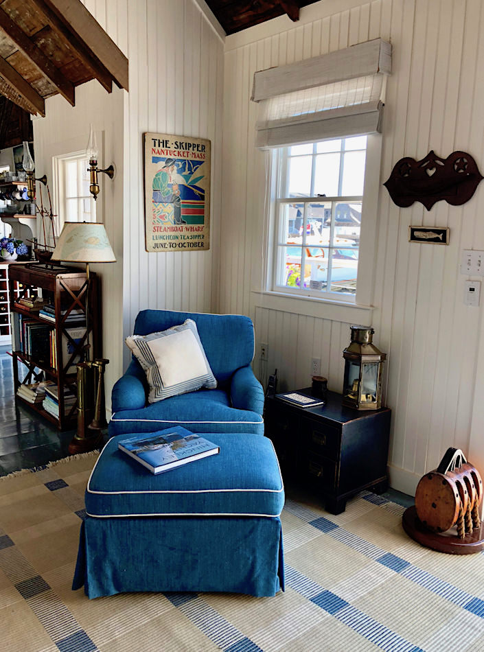 Nantucket boathouse corner, designed by Gary McBournie