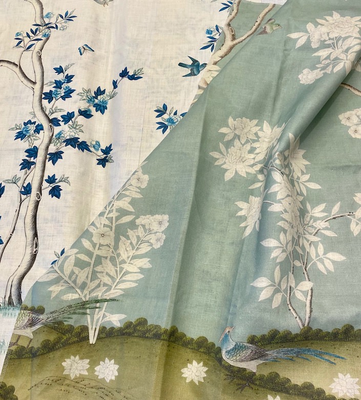 Gracie Hampton Garden and Indigo Garden linen fabrics