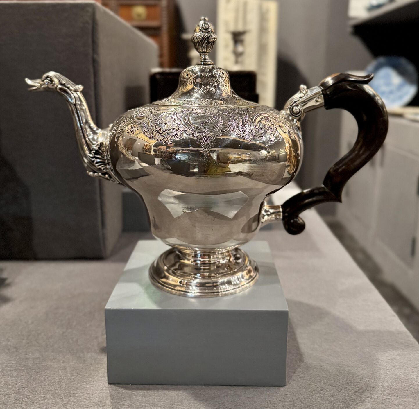 King José I silver teapot from Sao Roque Antiques at The Winter Show via Quintessence