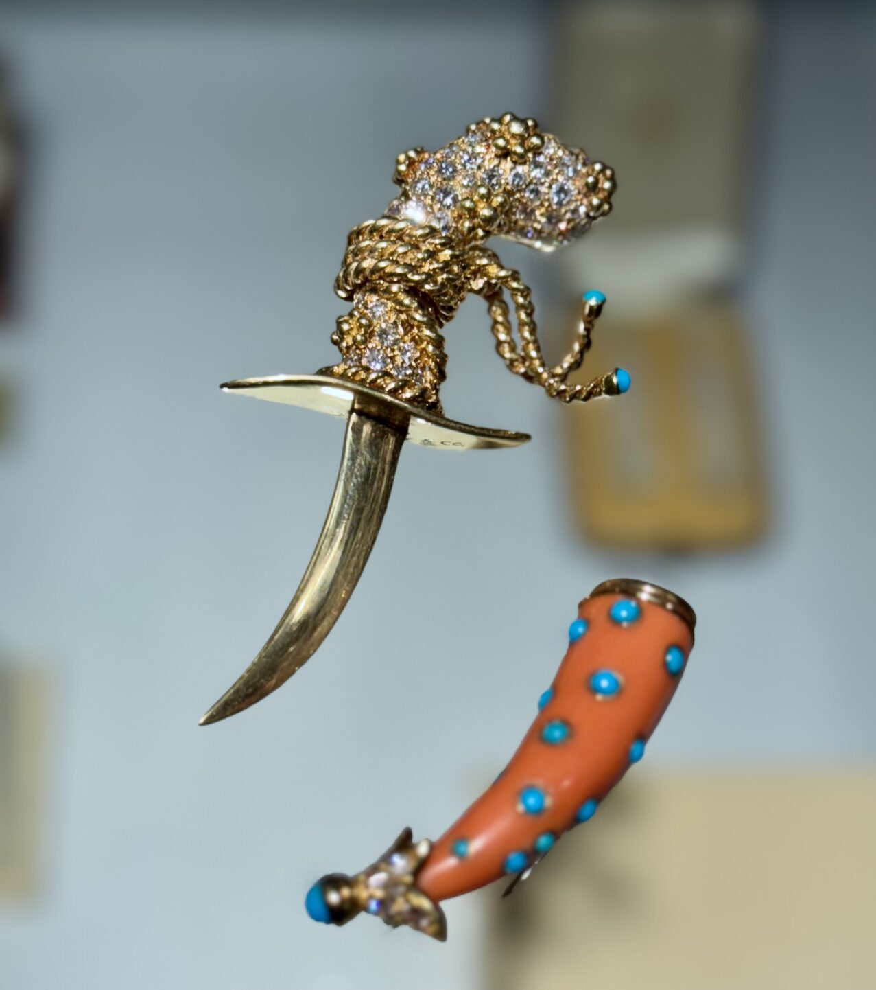 pavé diamond dagger brooch at A la Vieille Russie at The Winter Show via Quintessence