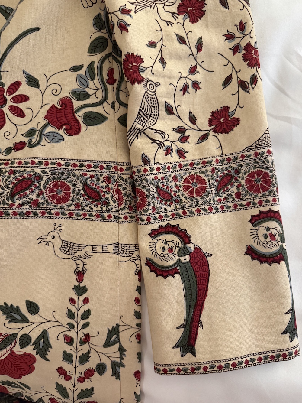 Custom jacket made from Pierre Frey fabric via Quintessence