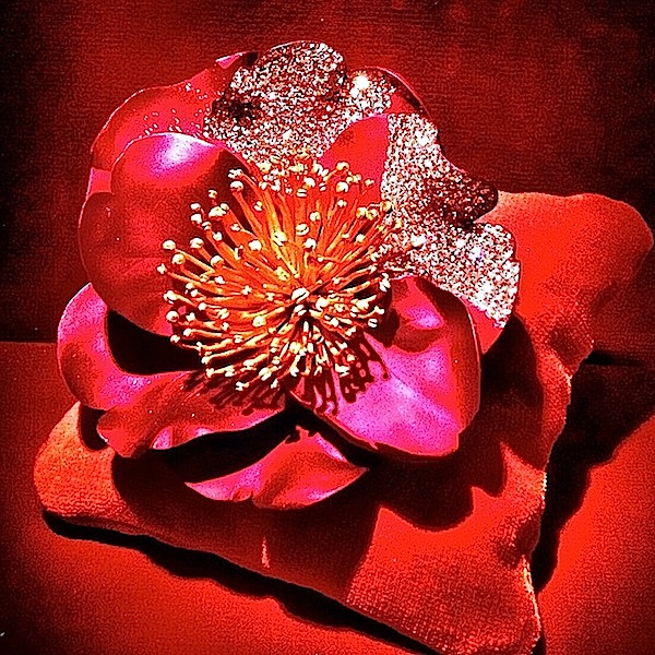JAR Camellia Brooch, 2005 Aluminum, diamonds, gold, enamel. JAR
