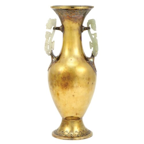 Silver gilt and jade vase at Doyle New York chinese new year