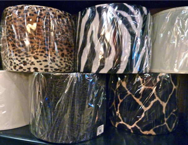 Animal-print-shades-at-Illumé-in-NYC Custom animal print lampshades