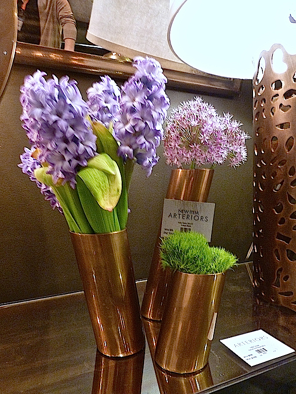 Arteriors Kirby vases in antique brass gold at high point