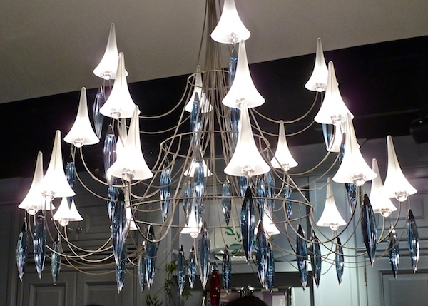 Baccarat chandelier in Carol Brewer Art of the Table vignette Art of the Table at Bilotta Kitchens