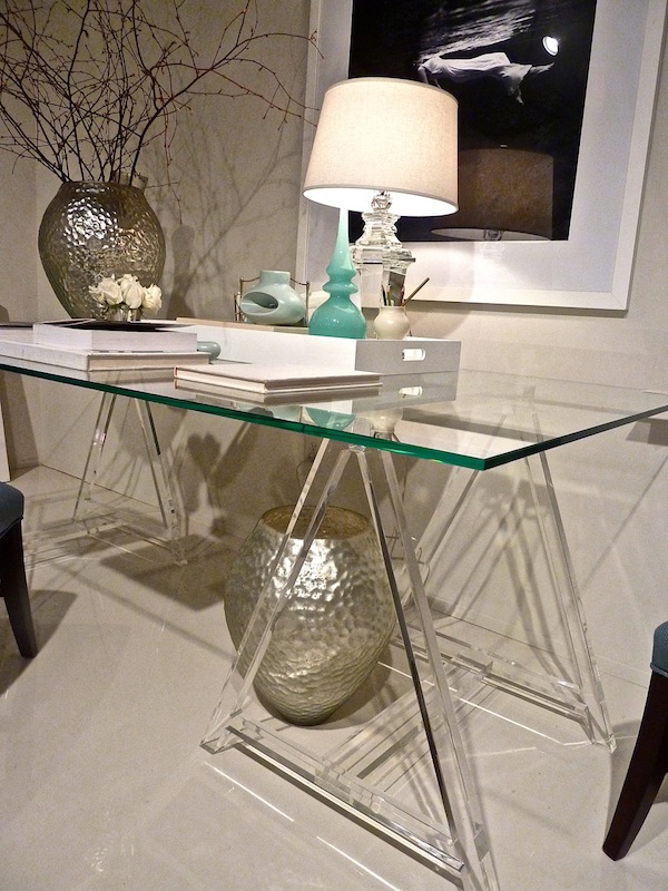 glass desk Bernhardt glass desk