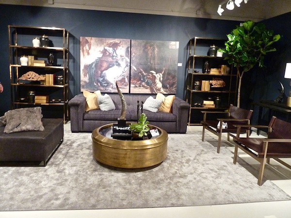Dark glamour Bernhardt art inspired vignette at High Point showroom
