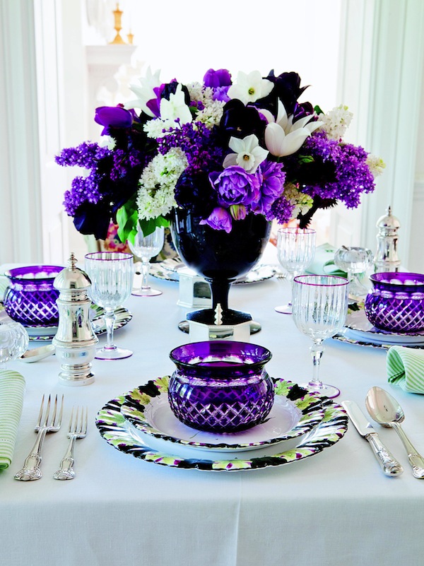 Carolyne Roehm purple table setting Carolyne Roehm