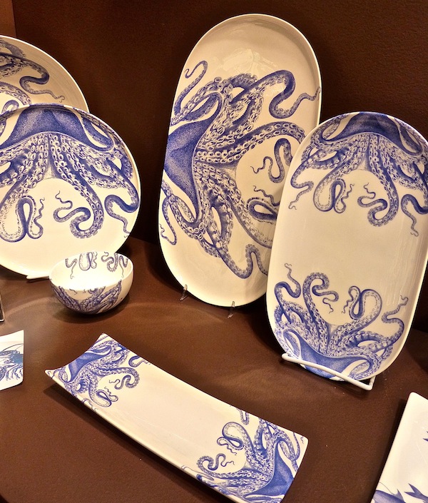 Caskata blue octopus serving plates New York Gift Show