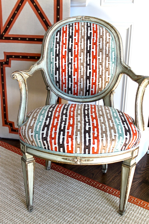 Chair in entry of Hampton Designer Showhouse 2012 Jim Thompson fabric in Lee W. Robinson entry at Hampton Designer Showhouse