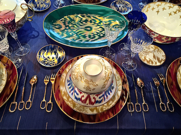 Plat Hermès Voyage En Ikat - Vert, Porcelaine (neuf)