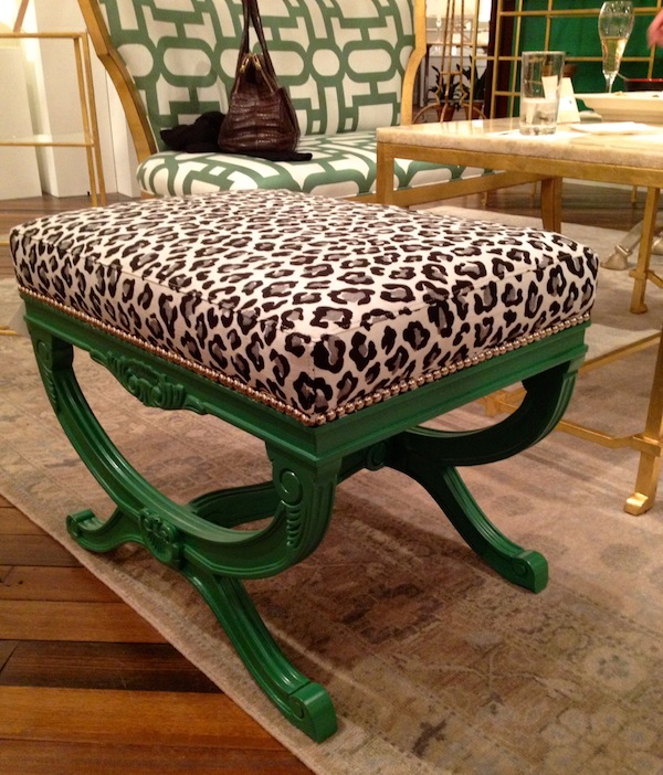 Currey and company emerald green and leopard Exmoor bench Currey