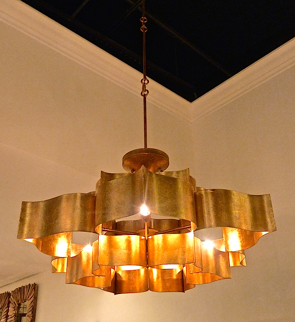 Currey Grand Lotus chandelier gold at high point