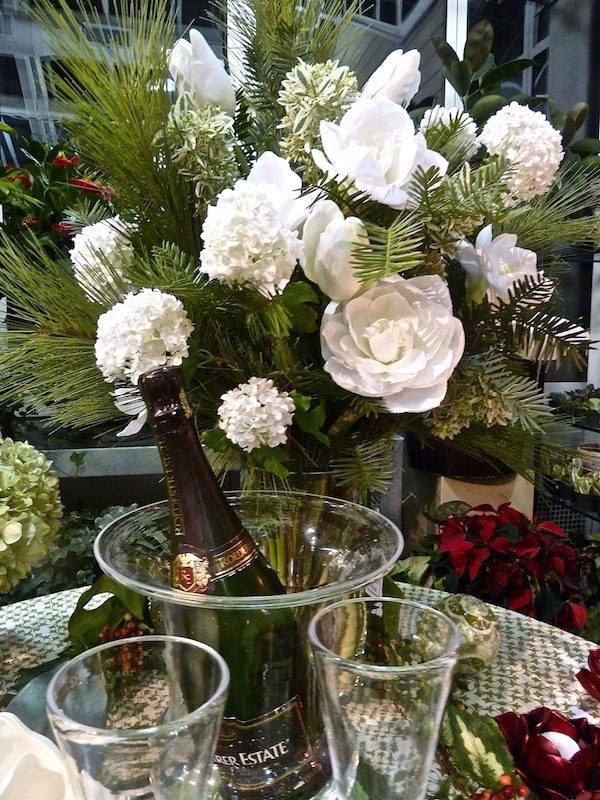 Diane James white holiday floral arrangement Home for the holidays