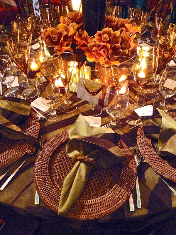 Eric Cohler Orchid Dinner table detail Botanical Garden