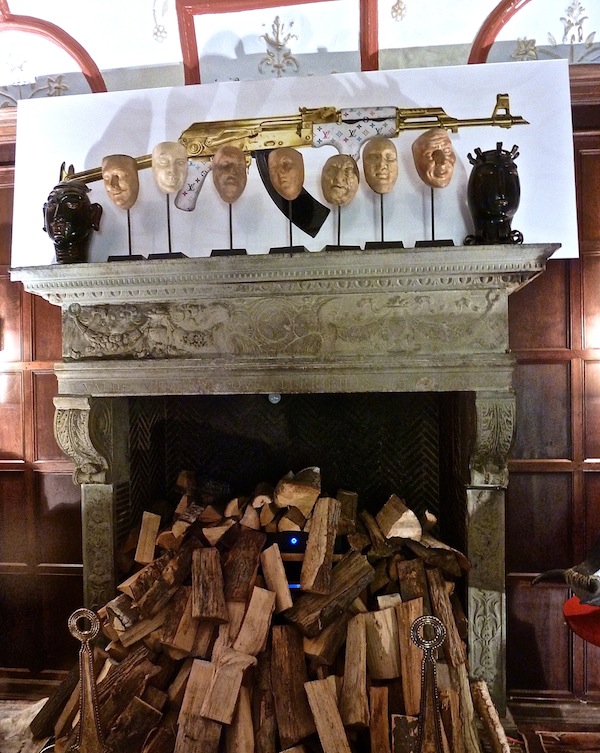 Fireplace vignette in Inson Wood Holiday House room Holiday House 2012