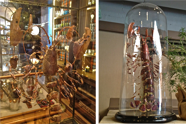 Holland-&-Sherry-Bespoke-Deyrolle-lobsters Holland & Sherry Bespoke store, Elizabeth Street, NYC