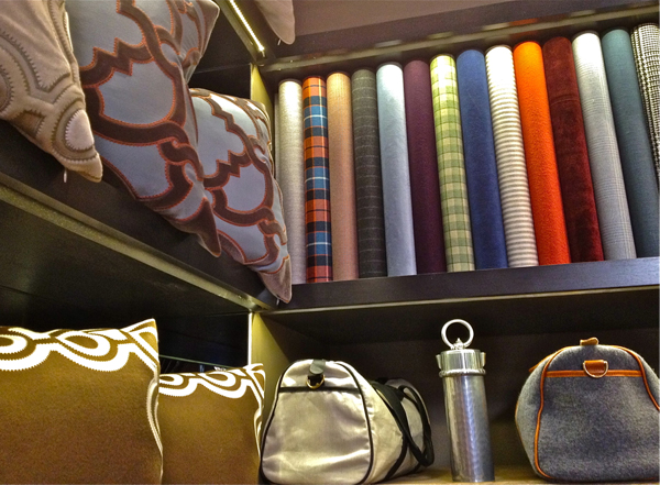 Holland-&-Sherry-Bespoke-embroidered-pillows Holland & Sherry Bespoke store, Elizabeth Street, NYC