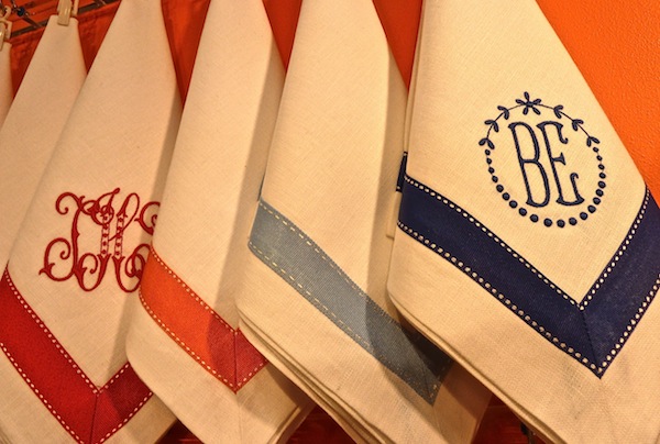 Julian Mejia monogrammed napkins New York Gift Fair