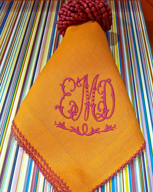 Julian Mejia picot edge napkin New York Gift Fair