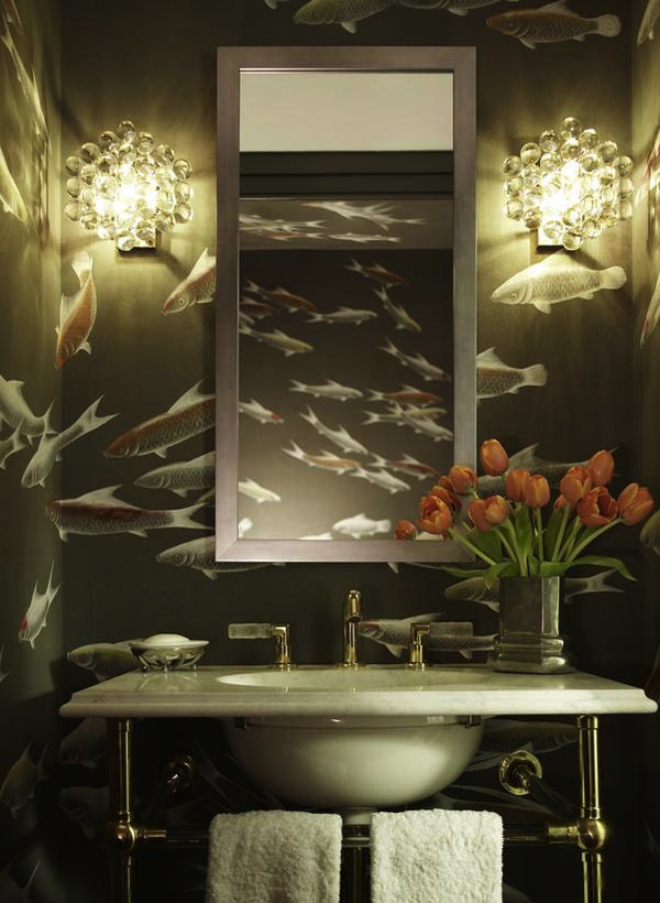 Katie Ridder bath with de Gournay de Gournay