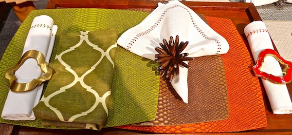 Kim Seybert green & orange New York Gift Show