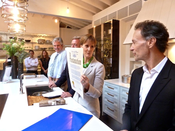 Proclamation by Mayor Bloomberg of Kitchen of the Year Week in NYC Kate Kelly Smith of House Beautiful and Mick De Giulio
