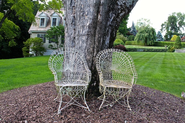 Mayflower Inn wire chair vignette Mayflower Inn vintage wire chairs