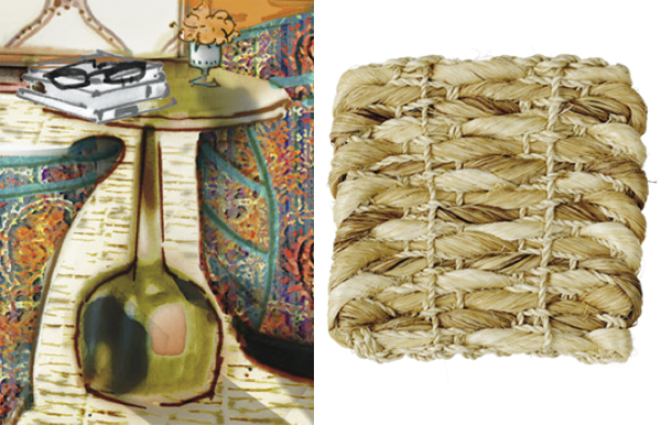 Merida-abaca-rug-with-Julian-Chichester-table Barclay Butera for Merida abaca rug