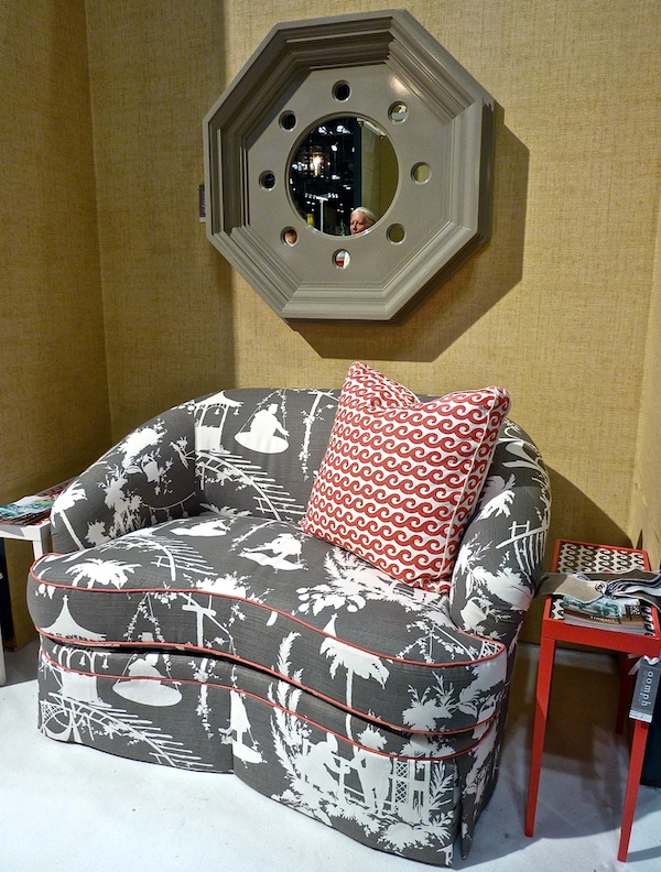 Oomph Tini loveseat in Thibaut South Sea Oomph