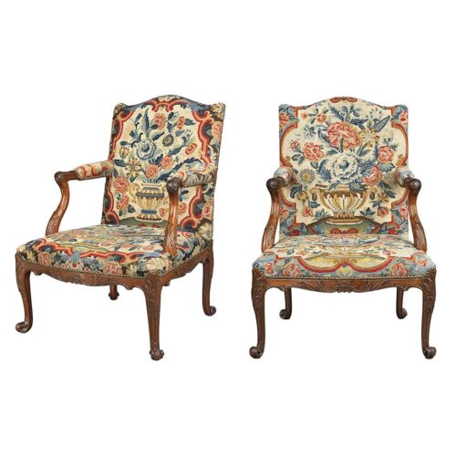 Pair George III mahogany library armchairs from Doyle New York auction George III library chairs in Doyle New York auction