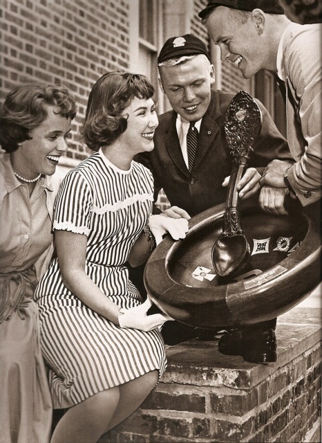 Penn 1959 w: famed wooden spoon during Class Day-1
