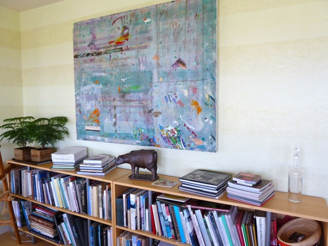 Peter Fasano living room bookcases and art