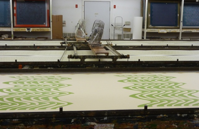Peter Fasano screens for silkscreening fabrics Silkscreening fabric at Peter Fasano's studio